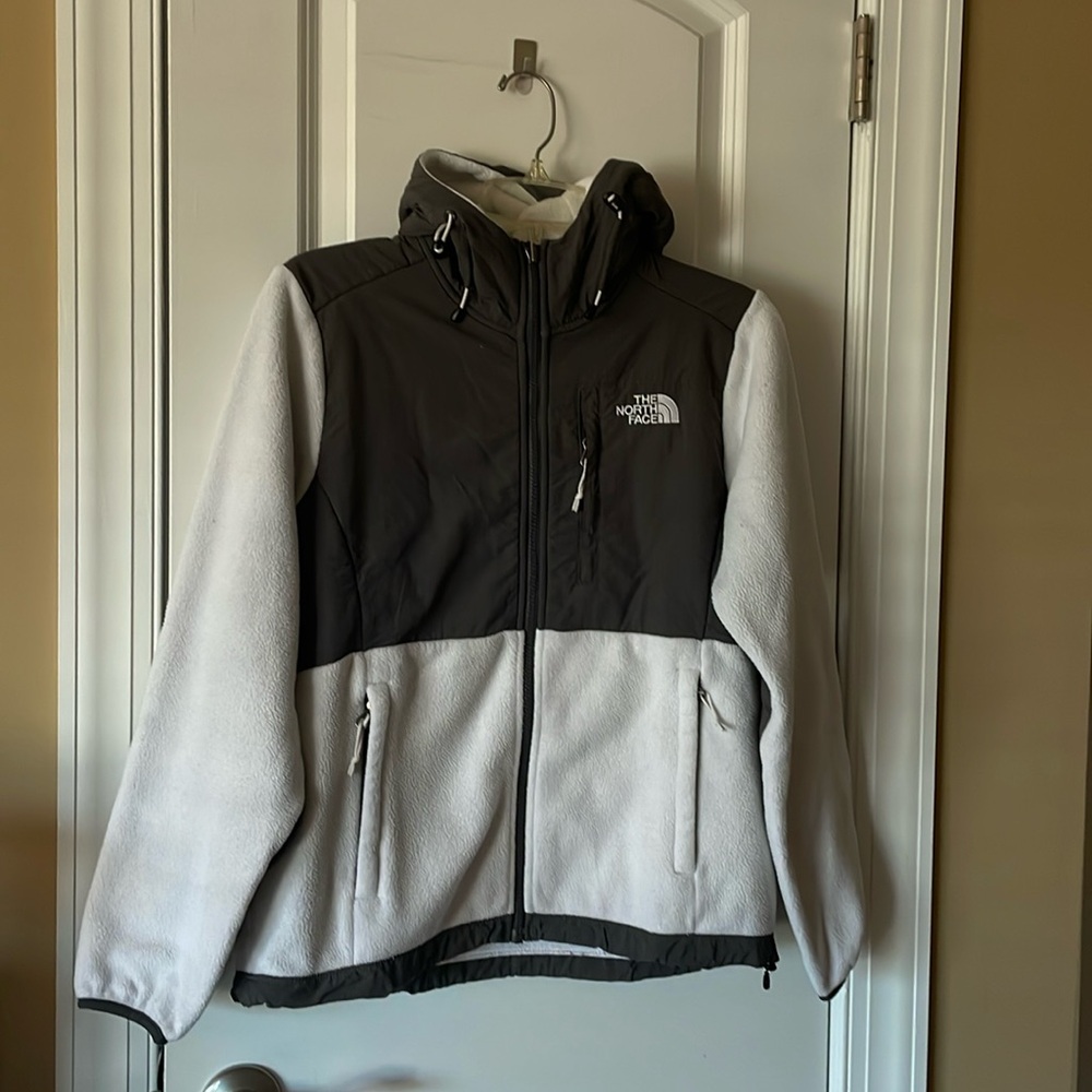 North Face Jacket with Hoodie White and Gray